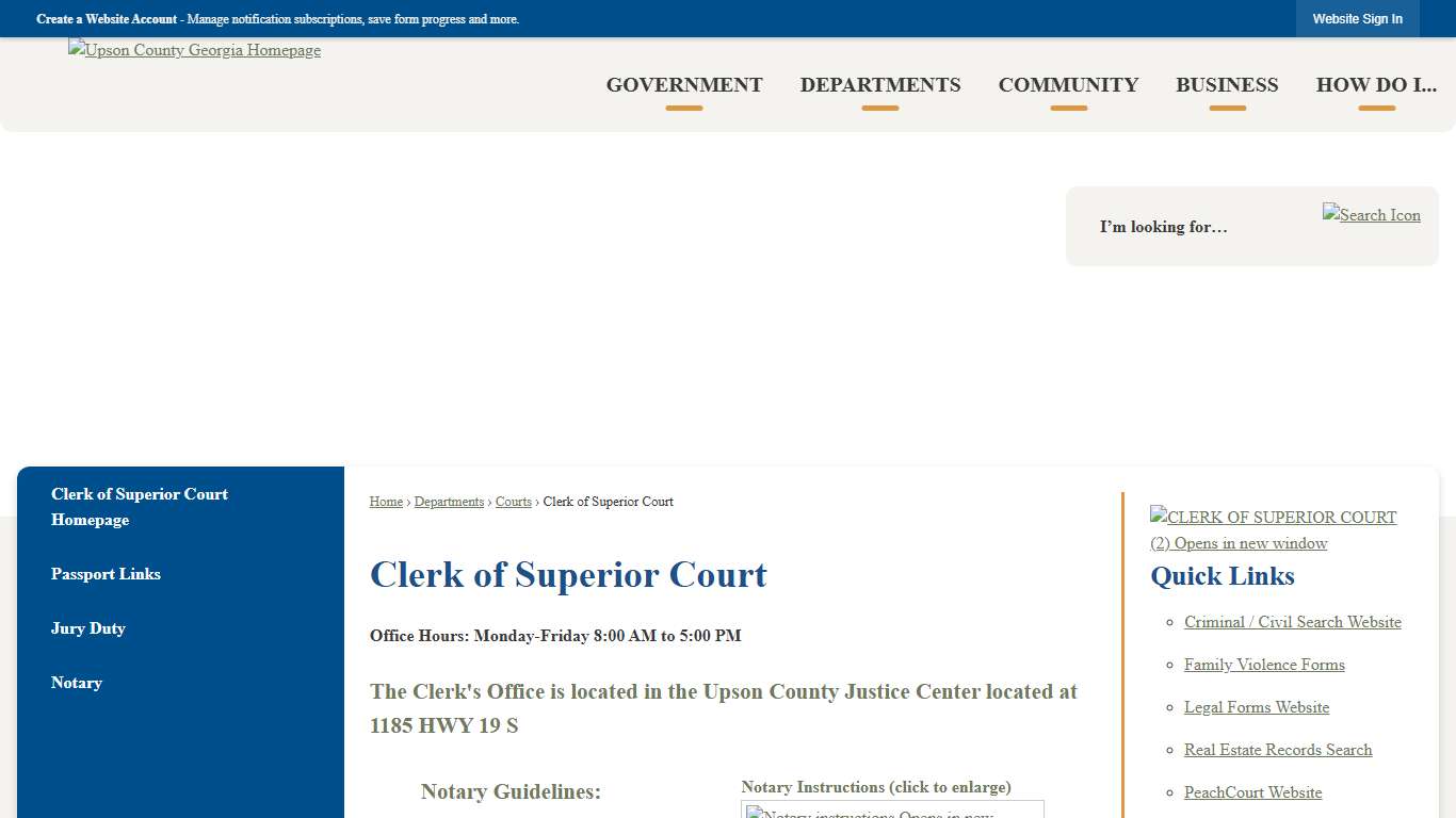 Clerk of Superior Court Upson County, GA