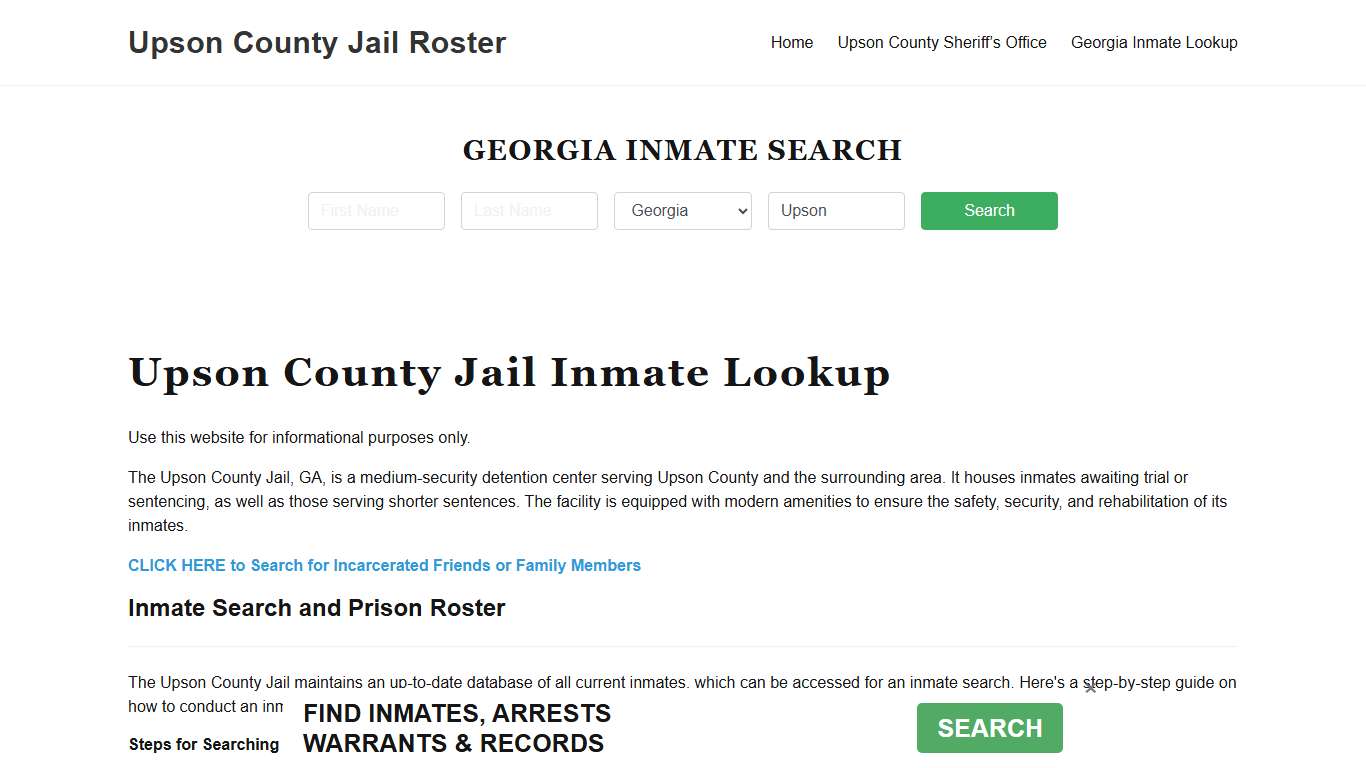 Upson County Jail Roster Lookup, GA, Inmate Search